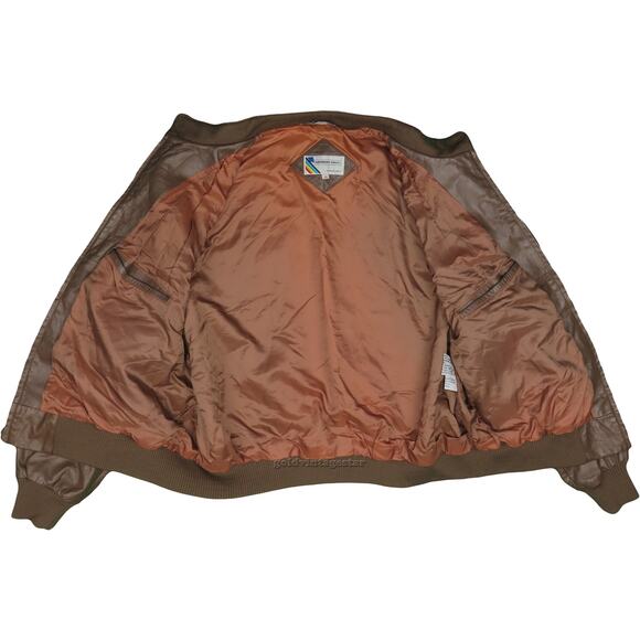 80s Vintage Members Only Retro Mod Bomber Brown Motorcycle Leather Jacket 3XL - Picture 8 of 9